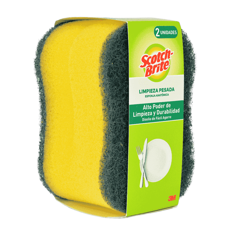 SCOTCH BRITE ESPONJA DOBLE USO ANATOMICA 2PK-