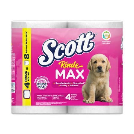 SCOTT PAPEL HIGIENICO RINDEMAX X 4 - 4 UNID. -