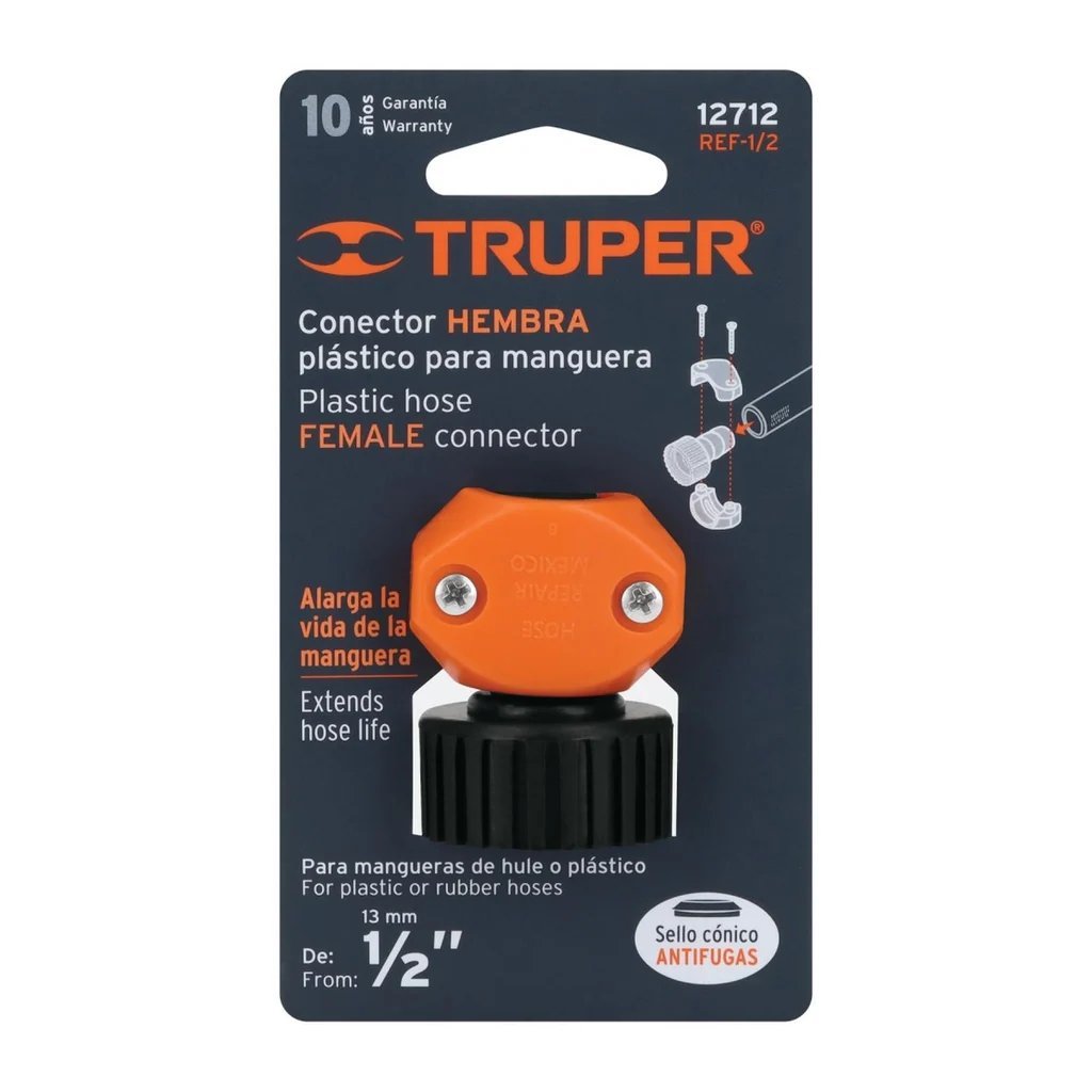 CONECTOR PLASTICO P/MANGUERA HEMBRA 1/2 TRUPER