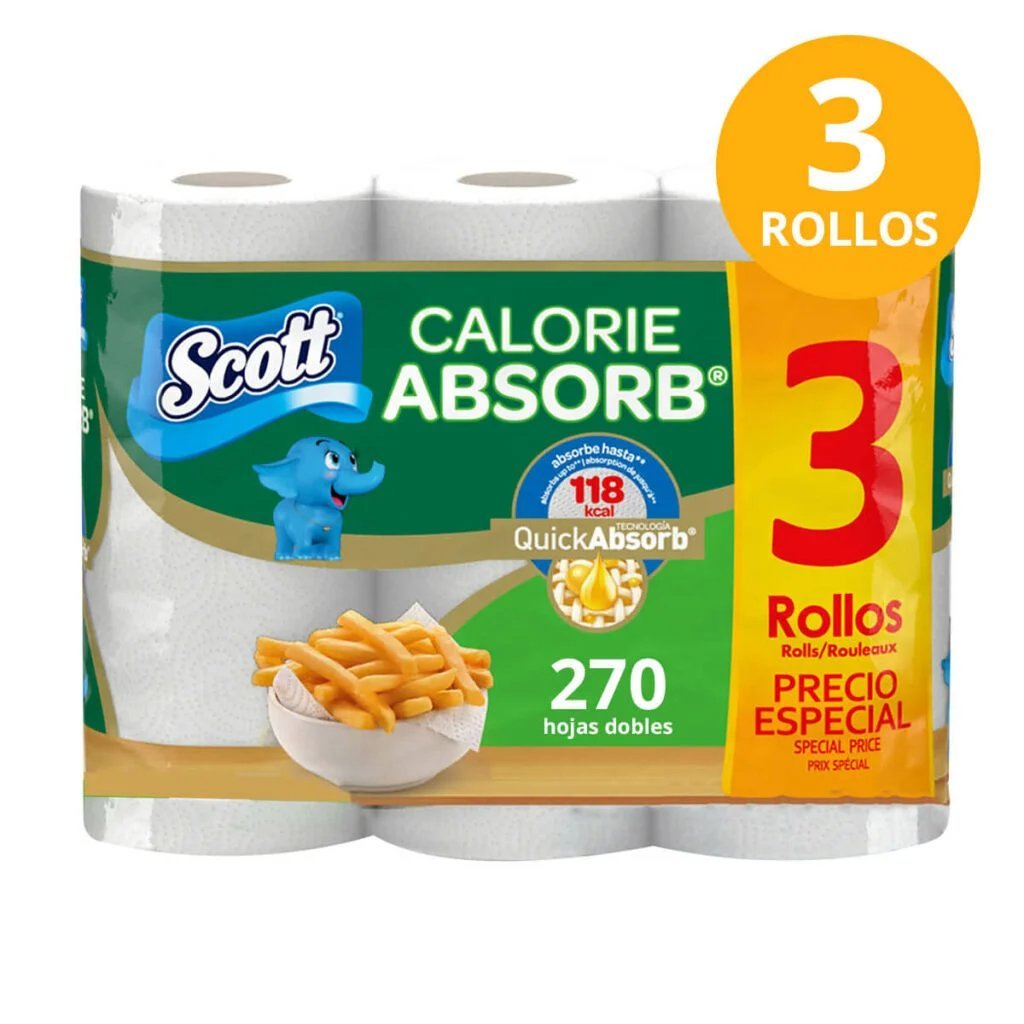 SCOTT PAPEL TOALLA CALORIE ABSORB X 3 -