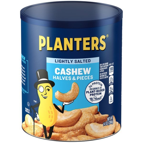 PLANTERS LIGHTLY SALTED CASHEWS HALVES -8 OZ