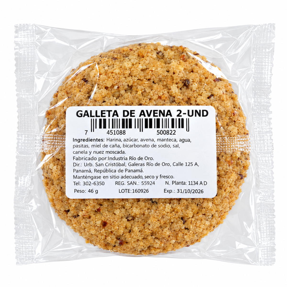 GALLETA DE AVENA 2 UNIDADES