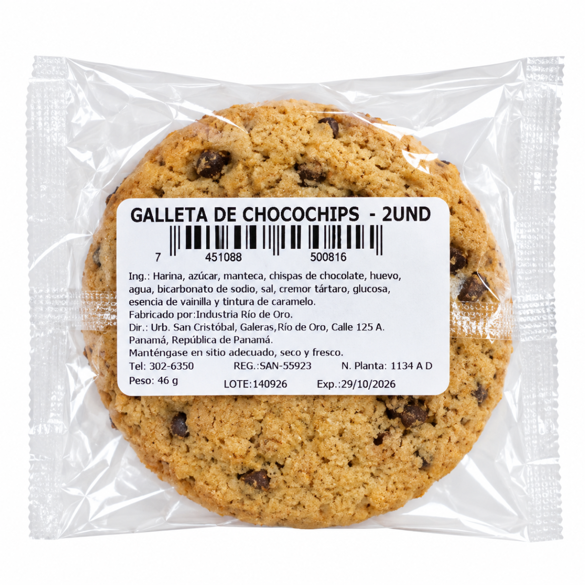 GALLETA DE CHOCOCHIPS 2 UND