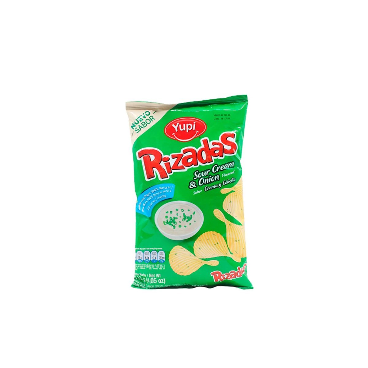 YUPI RIZADAS SOUR CREAM & ONION 28G
