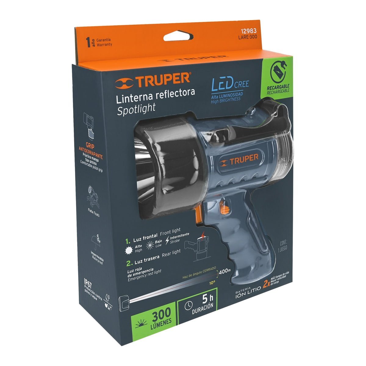 LAMPARA RECARGABLE LED 300 LUM LARE-300