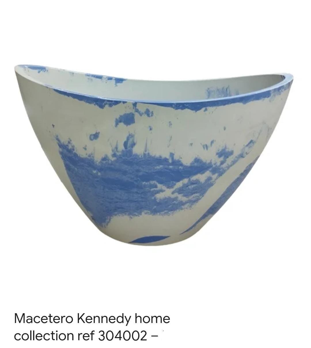 MACETERO OVALADO BLANCO AZUL 41*30*23 CM